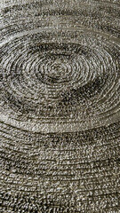 Fototapeta premium Silver textured spiral pattern on a reflective surface, suitable for modern art backgrounds, abstract designs, and decorative uses in commercial and residential spaces