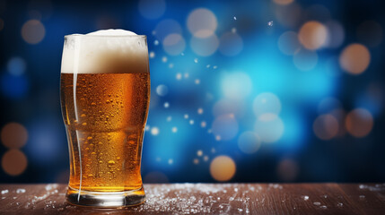 A glass of cold beer. Draft beer. Cold refreshing alcoholic drink.