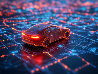 Smart electric car technology background