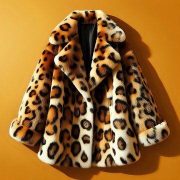 Leopard print fur coat