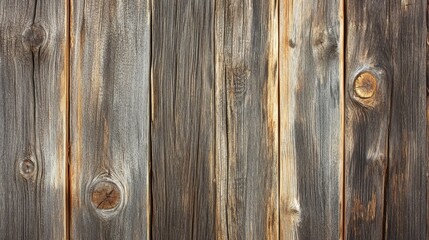 Fototapeta premium Close-up of rustic, weathered wooden planks showcasing natural textures and earthy tones.