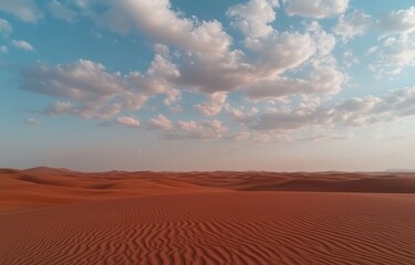 Photograph of an Endless Desert with Sand Ripples and a Dramatic Cloudy Sky