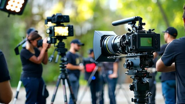 Director Leading Diverse Film Crew on Set