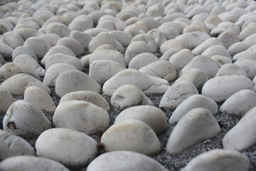 White Pebble Stone Pathway for Foot Massage Therapy in Garden