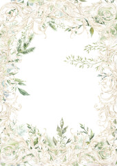 Naklejka premium Christmas watercolor junk journal page, Xmas planner blank, holiday winter card template, fir tree ornaments