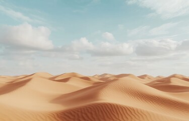 Photograph of an Endless Desert with Sand Ripples and a Dramatic Cloudy Sky