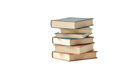 Stack of Old Books on Transparent Background (PNG).