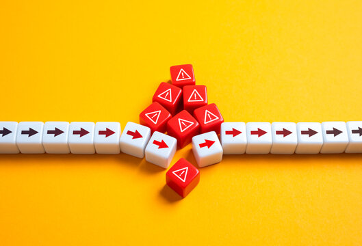 Collapse from pent-up problems. Threats and dangers have reached a critical level. The situation needs to be corrected urgently. Cascade of errors. Severe damage.