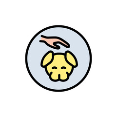 Dog head color icon. Dog care simple sign. Dog face design on white background. Pet. Animals. Isolated vector illustration.