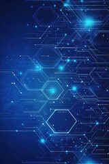 Obraz premium Blue Technology Banner with Circuit Lines and Hexagons.