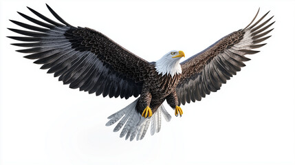 Fototapeta premium American Bald Eagle in Flight Soaring Through the Sky