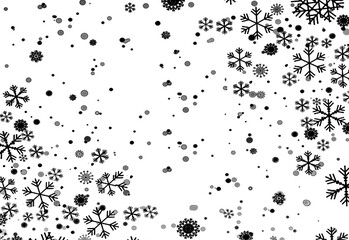 Black snowflakes on a white background texture abstraction