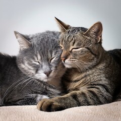 cat couple, cuddling, AI generated