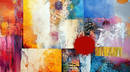 Vibrant Maximalism Art Display with Textures and Patterns