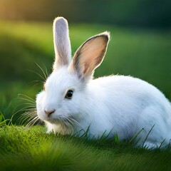 white rabbit mammal animal, AI generated