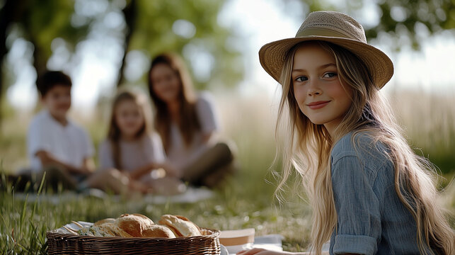 Family Picnic in the Park Enjoying Quality Time Together