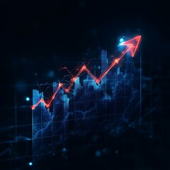 Obraz premium Financial growth projection with 3D arrows in digital art