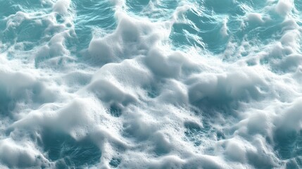 Fototapeta premium A stunning close-up of vibrant turquoise ocean waves, creating a mesmerizing foam effect.