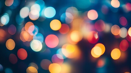 Fototapeta premium A captivating array of colorful bokeh lights fills the frame, creating a vibrant and dreamy abstract background perfect for various design projects.