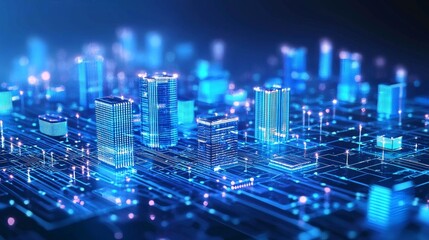 Glowing Future City: Concept of Innovation and Education in Vibrant 3D Rendered Urban Landscape