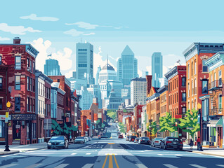 Obraz premium Postcard of a beautiful city in the USA Baltimore. Vector illustration