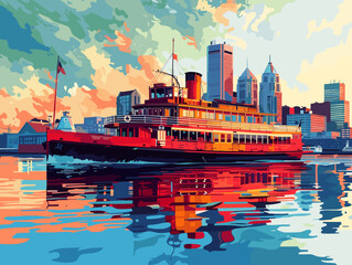 Obraz premium Postcard of a beautiful city in the USA Baltimore. Vector illustration