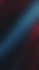 Grainy texture adds depth to an abstract image of a diagonal blue light beam crossing a dark red and black background, creating a dramatic and mysterious effect