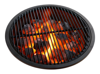 Grill with fire isolated on white background.AI GENERATED
