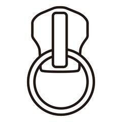 Zipper Pull Tab Line Art Technical Drawing for Fashion Accessories Design

