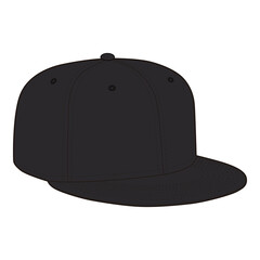 Snapback Cap Right Side View Technical Template for Fashion Design

