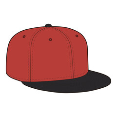 Snapback Cap Right Side View Technical Template for Fashion Design

