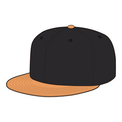 Snapback Cap Front and Side View Technical Template for Fashion Design

