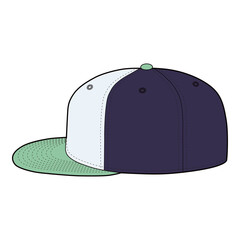 Snapback Cap Left Side View Template for Fashion Design

