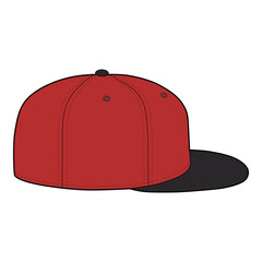 Snapback Cap Side View Colored Technical Drawing for Fashion Design

