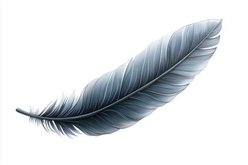 Fototapeta premium Feather Tattoo with 3D Effect, Shaded and on White Background