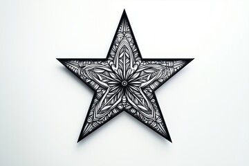 Obraz premium Tattoo of a Detailed Geometric Star on White Background