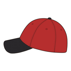 Red and Black Baseball Cap Mockup with Side View

