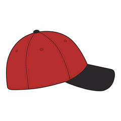 Red Baseball Cap with Black Underbill and Adjustable Strap
