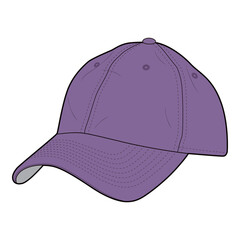 Curved Brim Cap Front View Purple Template for Fashion Design

