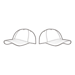 Curved Brim Cap Dual Side View Template for Fashion Design

