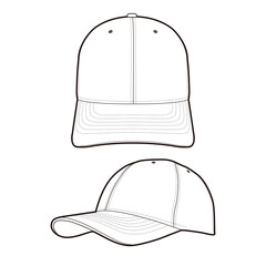 Curved Brim Cap Front and Side View Flat Template for Fashion Design

