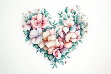 Obraz premium Floral-Inspired Heart Tattoo in Soft Colors, Elegant and Artistic