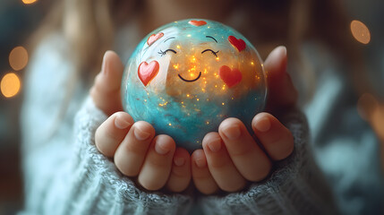 An Intricate Visual Representation of Emotional Intelligence through Hands Holding a Symbolic Orb of Emotions and Care