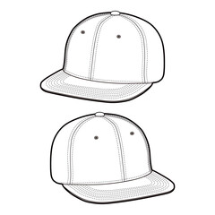 Flat Bill Cap Side View Technical Sketch
