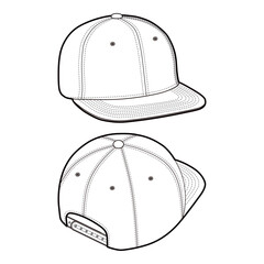 Snapback Cap Side and Back View Template for Fashion Design

