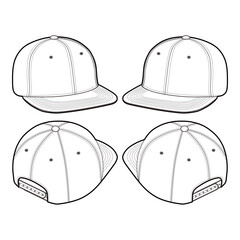 Classic Snapback Cap Multiple Views Template for Fashion Design

