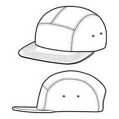 Minimalist 5-Panel Cap Flat Template for Fashion Design

