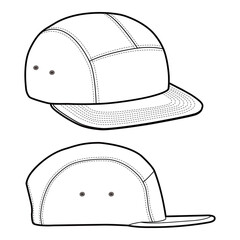5-Panel Cap Side View Unstructured Template for Fashion Design

