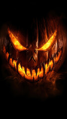 Fototapeta premium Dark Halloween Pumpkin with Sharp Teeth