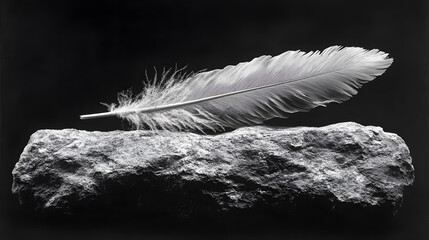An Artistic Representation of Balance and Control: A Feather on a Stone Capturing the Fragility of Life's Moments